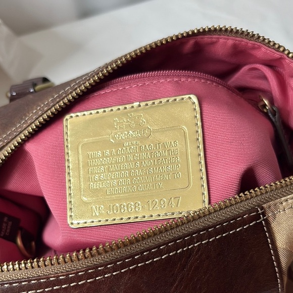 Coach Brown and Tan Satchel with Structured Design - Picture 15 of 16